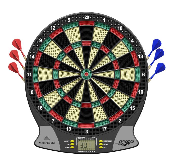 [92016] Carromco Dartscheibe SCORE-301 elektronische Dartscheibe - 4-Loch Abstand, Dart
